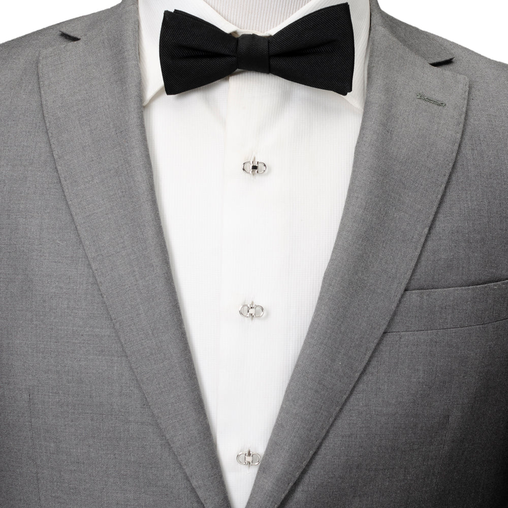 Cufforax Men's Silver Horse Bit Stainless Steel Formal Stud Set