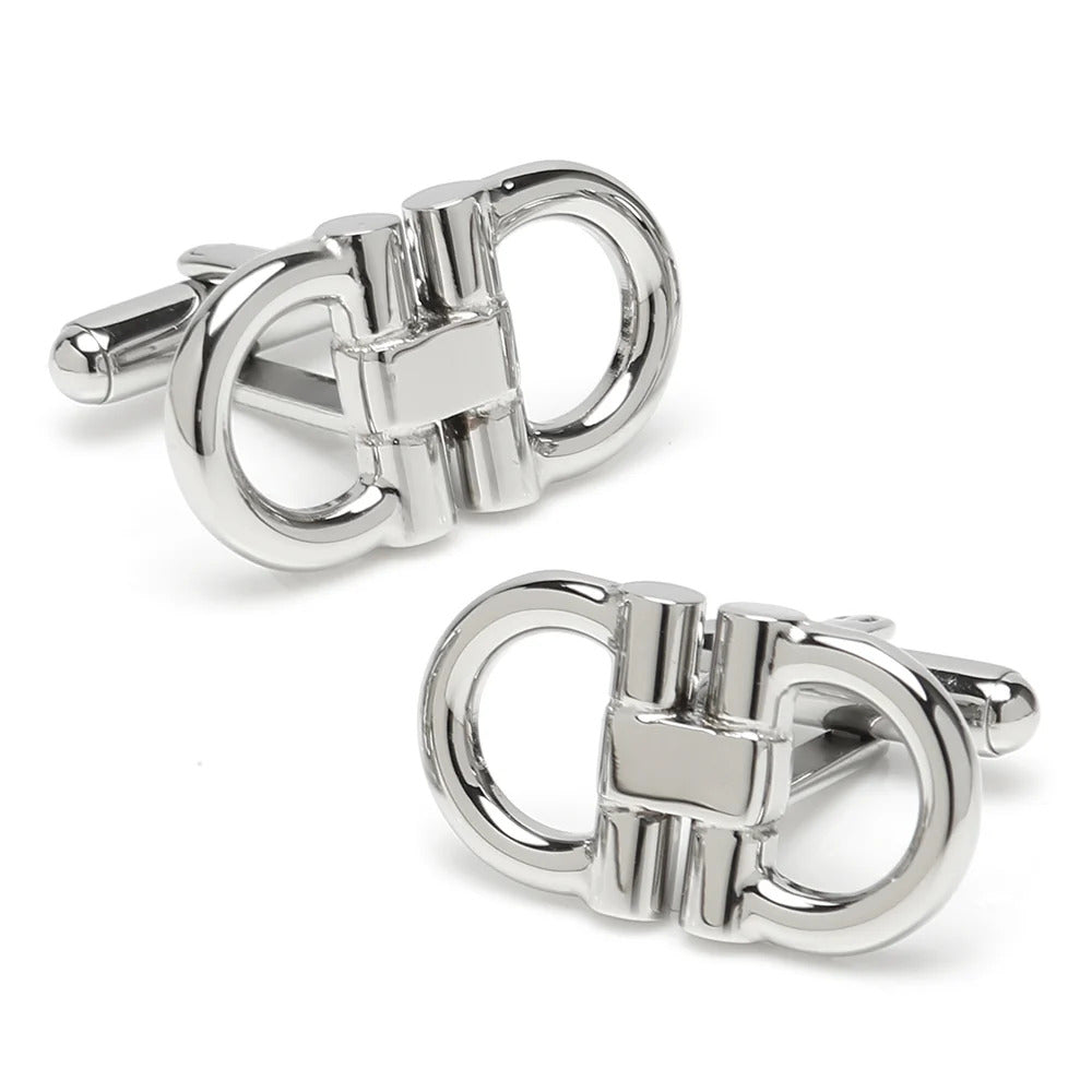 Cufforax Men's Silver Horse Bit Stainless Steel Formal Stud Set