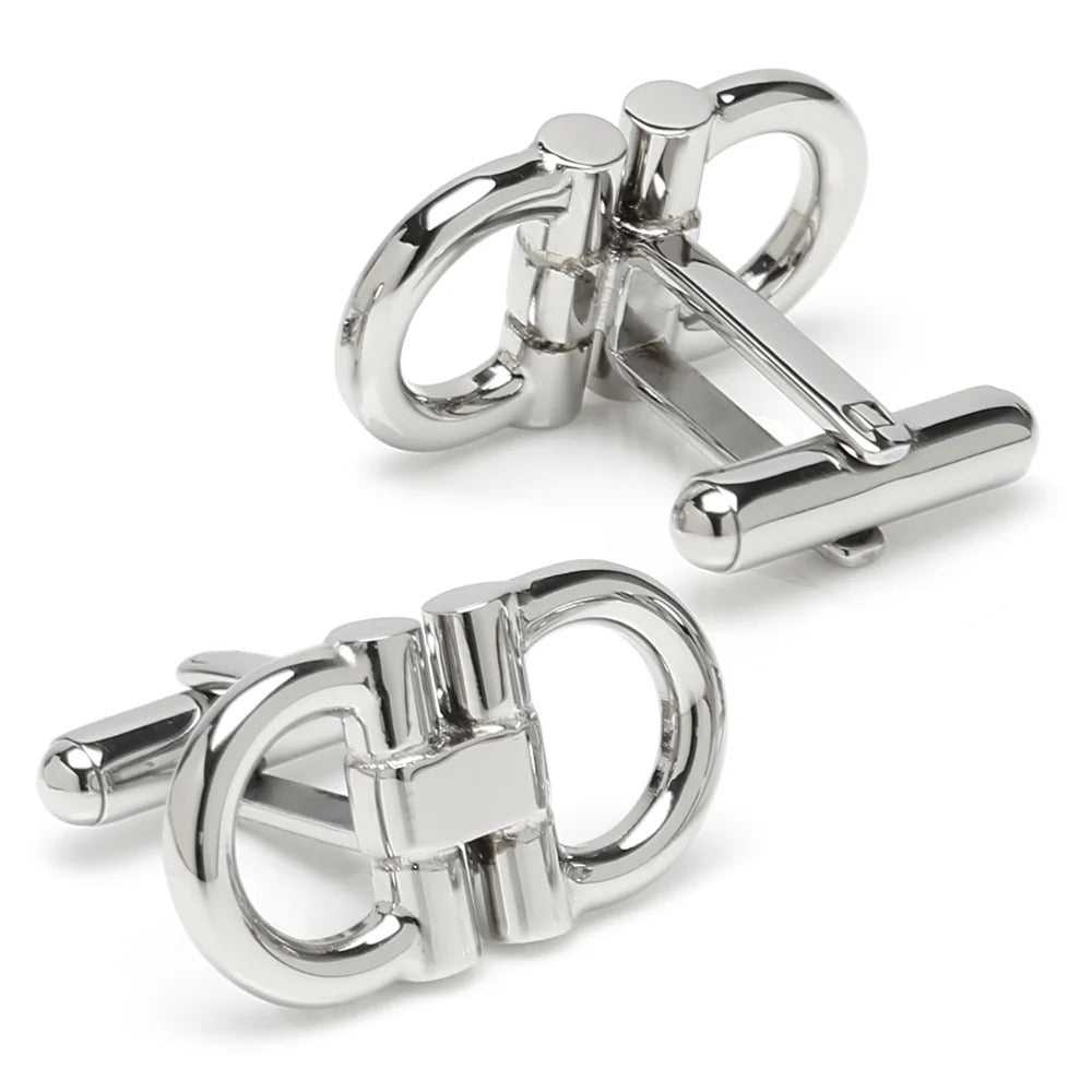 Cufforax Men's Silver Horse Bit Stainless Steel Formal Stud Set